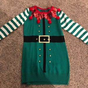 Elf Christmas Sweater Dress